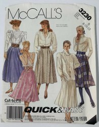3230 MCCALLS EASY 1987 FLARE PLEAT SKIRT LENGTHS PATTERN 14-18 UNCUT